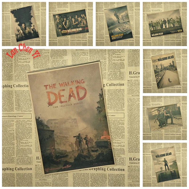 

Award winning TV series The Walking Dead Classic Kraft Paper Poster Cafe Creative wallpaper Interior Decoration