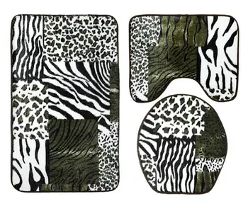 

3pcs Classic Bathroom Mat Sets Imitation Animal Puzzle Pattern Bath Rug and Toilet Mat Sets 45*75cm+45*40cm+36*42cm