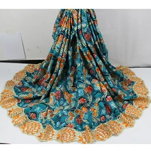 Elegante stickerei wachs tuch Afrikanische echt gedruckt wachs spitze stoff für abendkleid SLW51 (6 yards/lot)