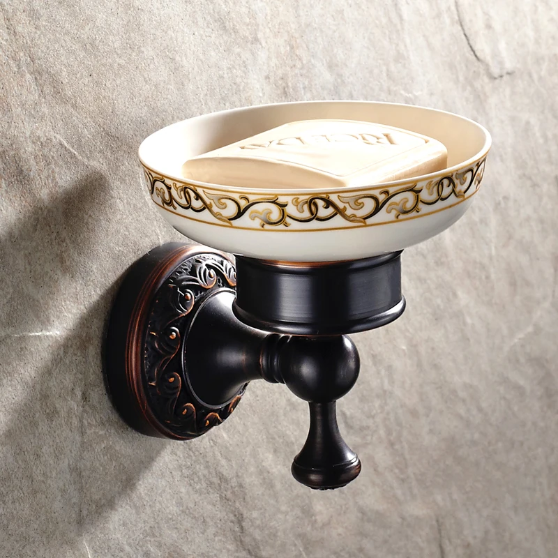 Antique Black Soap Dish/soap Holder With Ceramic Plate Unique Copper