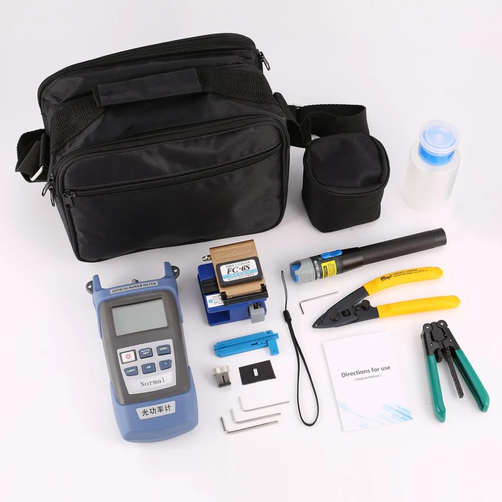 

FTTH Fiber Optic Tool Kit Fiber Cleaver FC-6S Optical Power Meter Cable Wire Stripper Visual Fault Locator 5mW 1 set
