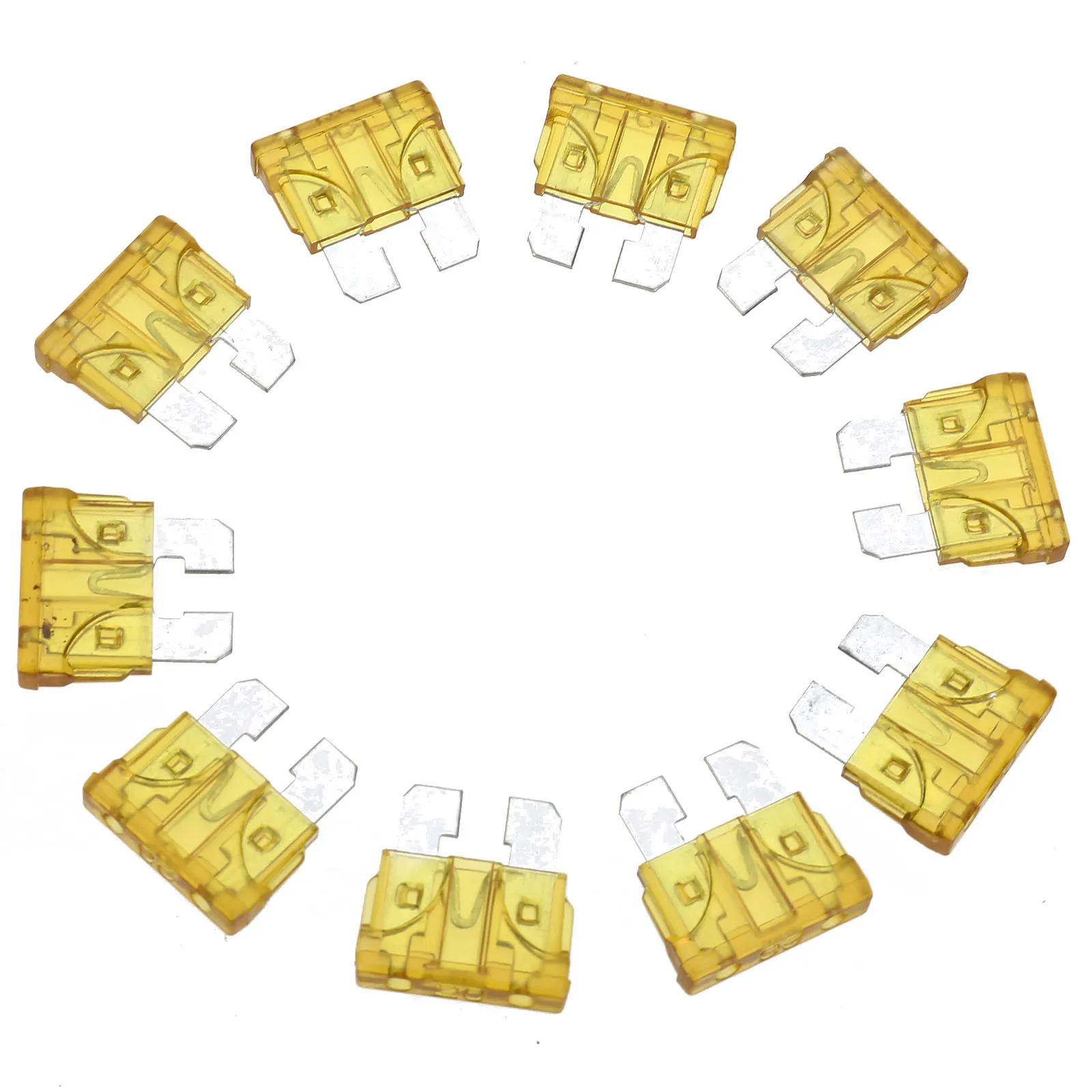 

High Quality 10pcs 20A Yellow Color Mini Fuse Coded Standard ATO / ATC Blade Fuse for Auto Car Truck