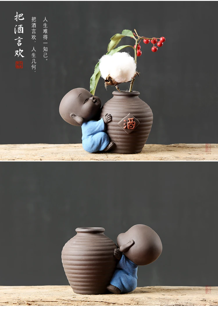 Милый маленький монах чай питомец гидропонная ваза креативный чайный набор домашнее животное украшение бутик чайная церемония Аксессуары