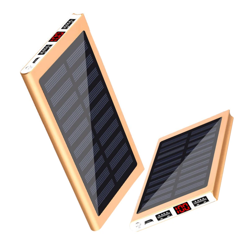 20000mah Solar Power Bank External Battery 2 USB Powerbank Portable Mobile phone Solar Fast Charger for Xiaomi iphone X 8 plus