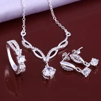 

925 sterling silver jewelry set, fashion jewelry set Earring 509 Necklace 531 Ring 398-8 /ieyaqwfa iqqarhxa S631