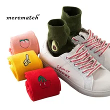 Хлопковые милые фруктовые Женские Длинные цветные носки с вышивкой женские разноцветные чулки для девочек