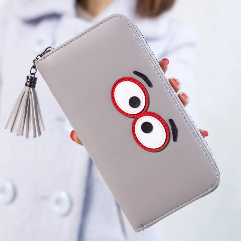 

2017 Women Wallet PU Leather Cute Big Eyes Wallets Lady Coin Purse Credit Card Coin Wallet Long Clutch Carteira Feminina