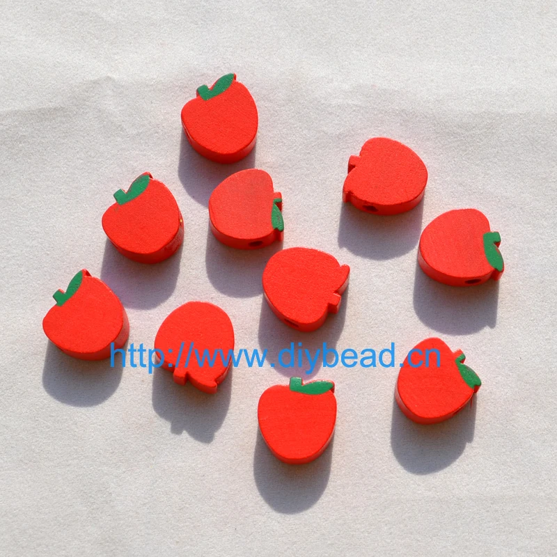 

20 pieces/lot DIY fashion jewelry Accessories Children Bracelet Handcraft Departments cartoon wooden beads Big Hole Red Apple