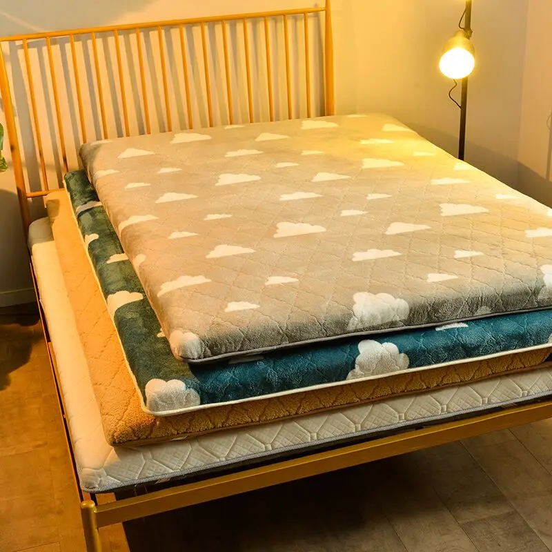 

Infant Shining Plush Warm Mattress 5CM Thickness Single Double Bed Mat Thickened student Dormitory Tatami Mattress Non-slip Mat
