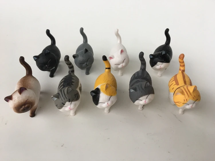 9PCS/LOT mini cat kawaii ACTOYS Japan Anime Lovely Bells Cat Holiday Gift action figure collectible model toys for kids