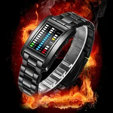 BOAMIGO New Popular Brand Men Luxury Creative Watches Digital LED Display 50M Waterproof Wristwatches Quality Steel Band Clock