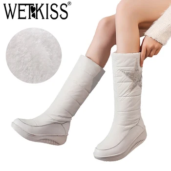 

WETKISS Plus Size 35-44 Winter Snow Boots Women Bling Platform Boot Warm Winter Down Cotton Footwear Cleated Fashion Lady Shoes