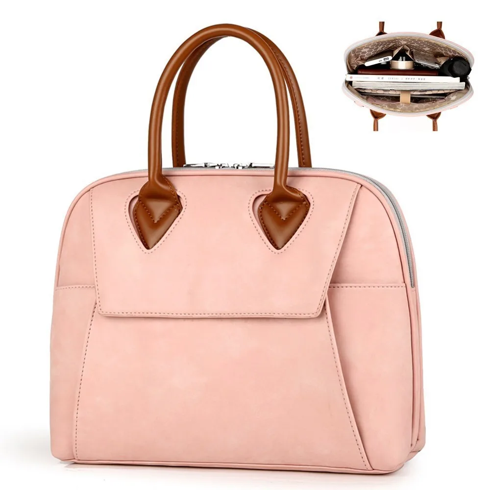 Kopen Vrouwen Lederen Designer Handtassen Dames Laptop Crossbody Tassen Vrouwelijke Messenger Voor Vrouw Schouder Meisjes Roze Tas Kantoor Werk Tas