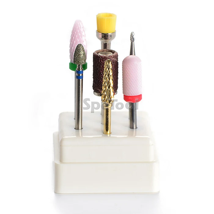 Cerâmica de Carboneto de Brocas de Unhas Conjunto com Bandas Lixa de Unha Spetool Diamante Elétrica Lixar Escova Cortador Ferramenta Manicure Polonês D35 4 Cheap Equipamento de unhas artísticas