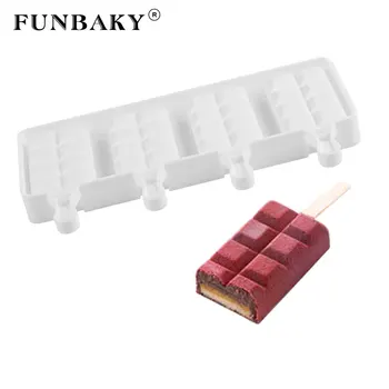 

FUNBAKY Lattice Shape DIY Silicone Ice Cream Mold Popsicle Maker Froze With Wooden Sticks helado sorvete