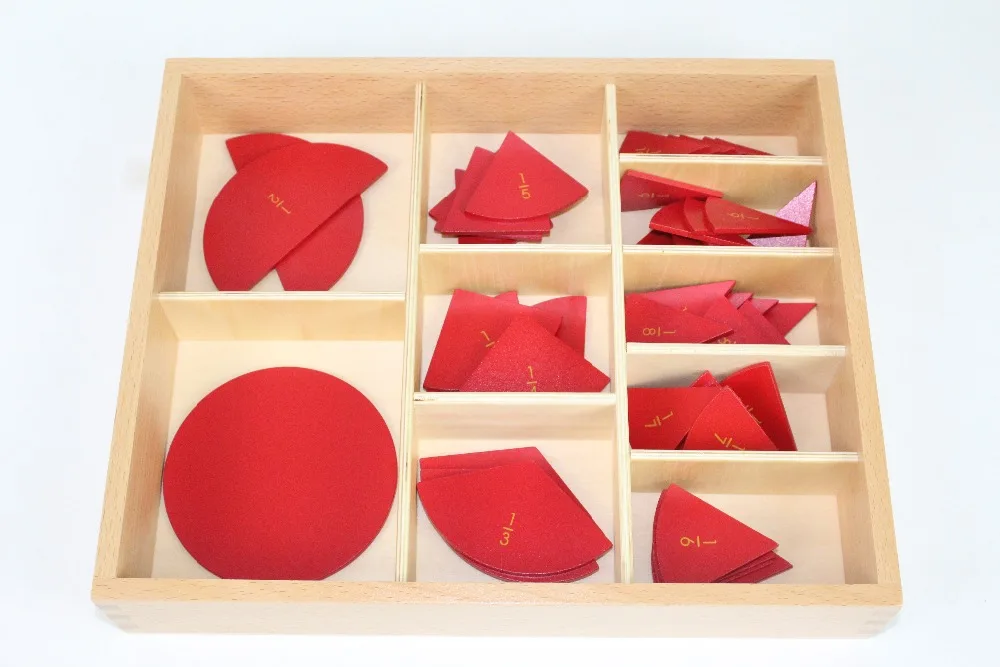 Baby Toy Montessori Cut Out Labeled Fraction Circles 1 10 Teaching Aids Wood Board Education Preschool