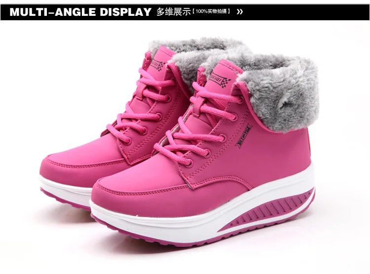 Winter snow boots women sneakers new fashion solid lace-up warm ankle boots women shoes wedges casual shoes woman