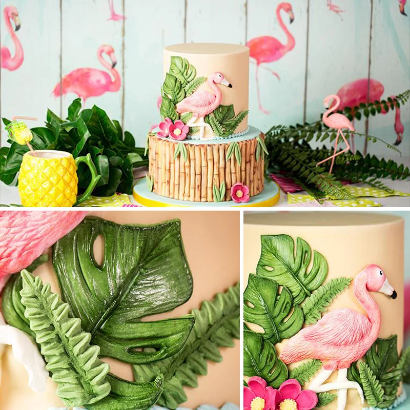 

New Fondant Silicone Mold Flamingo Parrot Toucan Tortoise Plant Baking Cake Decoration Mold DIY Chocolate Baking Tool WMJ-916