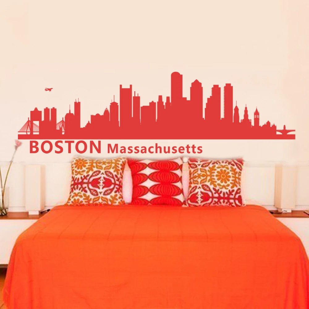 Boston Massachusetts City Skyline Silhouette Wall Decal Vinyl Wall Art