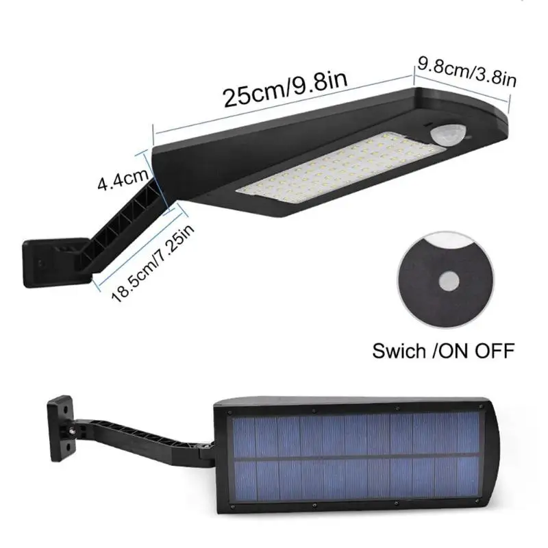 36/48/66 светодиодный фонарь с питанием от солнечной панели для сада на открытом воздухе Водонепроницаемый стены несколько ракурсов поворотных поляк Солнечная PIR motion настенный светильник