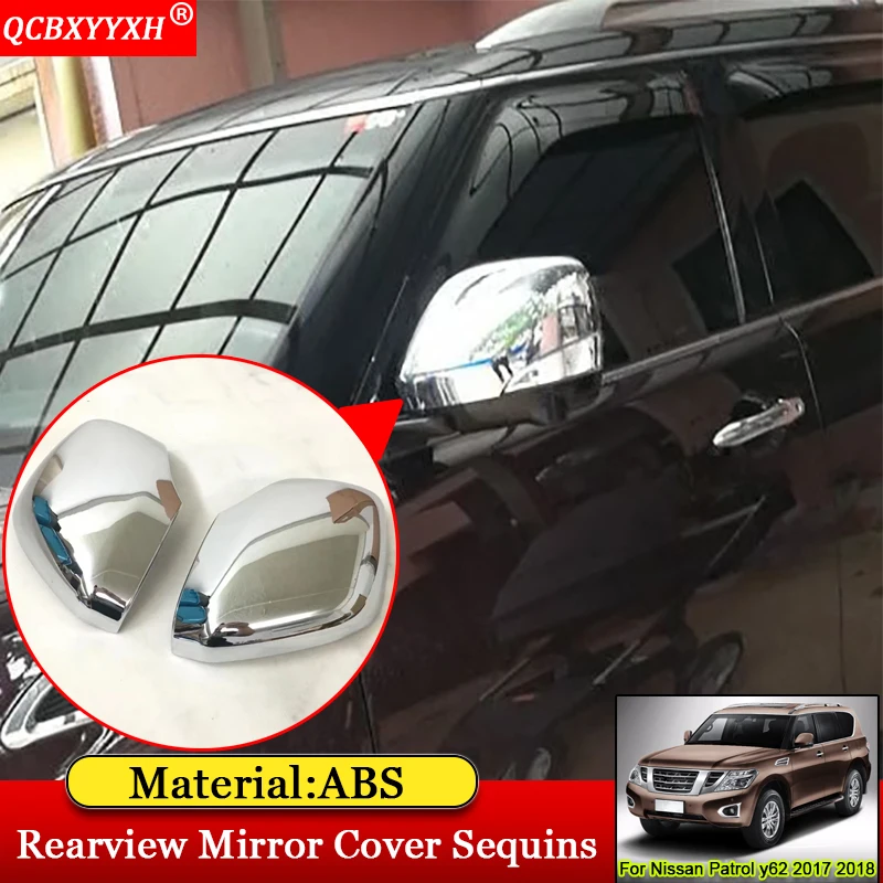

QCBXYYXH Car Styling Car Rearview Mirror Rain Eyebrow Shield Cover Protector Auto Accessories For Nissan Patrol y62 2017 2018