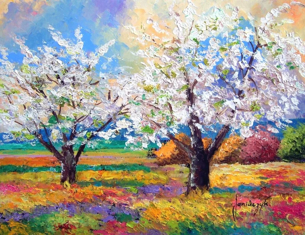 

Высокое качество картина маслом холст репродукции сад в цветы Жан Марк Janiaczyk ручная роспись