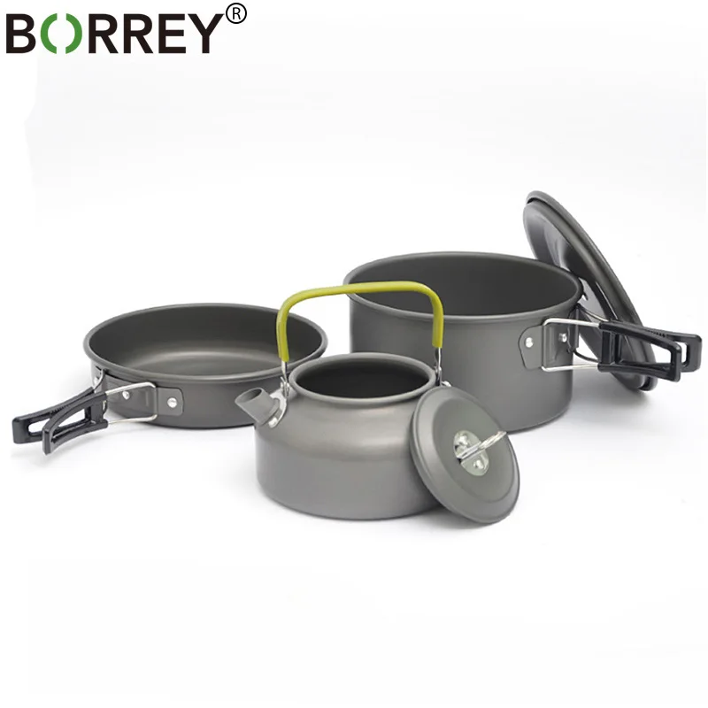 BORREY 0.8L Открытый чайник для воды из алюминиевого сплава кемпинга набор