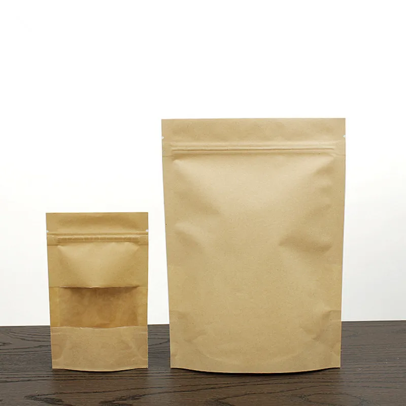 50 шт. крафт-бумага прозрачное окно подарочные пакеты кофейные зерна/порошок орехи сахар сумка для хранения закуски дисплей мешок бумаги детская еда мешок