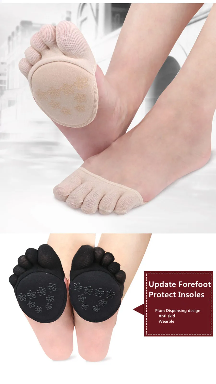 US $3.06 10% OFF|Nylon High Heel Shoes Anti Skid Forefoot Socks Silicone Forefoot Insoles Separate Toes Care Foot Half Shoes Pad Dropshipping in US $3.06 10% OFF|Nylon High Heel Shoes Anti Skid Forefoot Socks Silicone Forefoot Insoles Separate Toes Care Foot Half Shoes Pad Dropshipping in