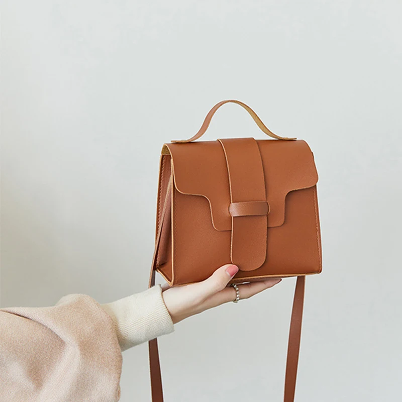 

Women Vintage Handbags Small Square Solid Color Simple Female Crossbody Bag Best Sale-WT