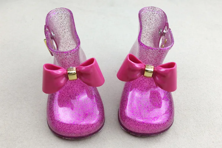 Резиновые сапоги для детей девочек желе туфли принцессы детские детская одежда с декоративным узлом-бабочкой; модная водонепроницаемая