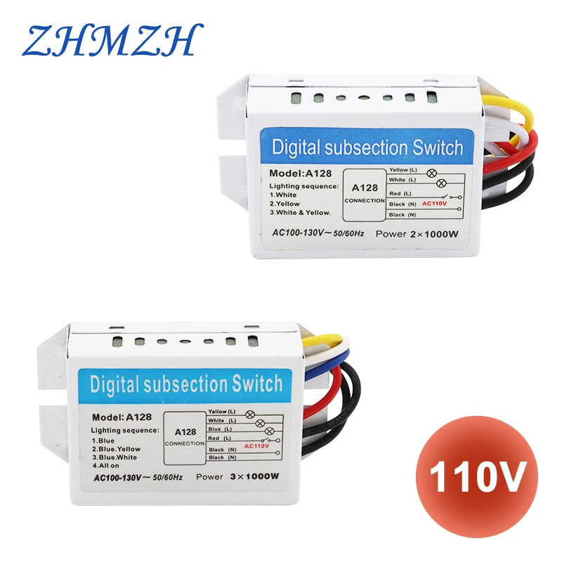 

110V 2 Ways 3 Ways Digital Subsection Switch for Ceiling Light 2/3 Road Independence Control Section Switch Piecewise Switch