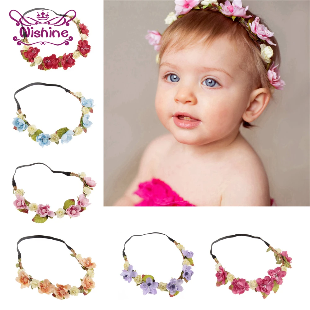 

Nishine Boutique Baby Girls Simulated Flower Garland Kids Floral Anadem Children Wreath Hair Accessories Photo Props
