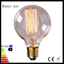 40 Вт G80 земного шара с короткозамкнутым ротором ретро лампы накаливания edisonb лампы 220V E27
