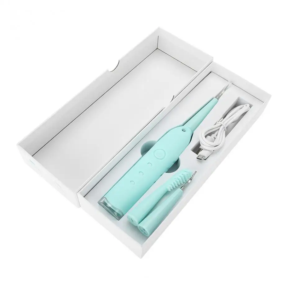 Портативный Электрический стоматологический инструмент для удаления зубного налета, скребок для удаления пятен, отбеливатель для здоровья зубов, 2 шт, матовая головка+ насадка для зубной щетки
