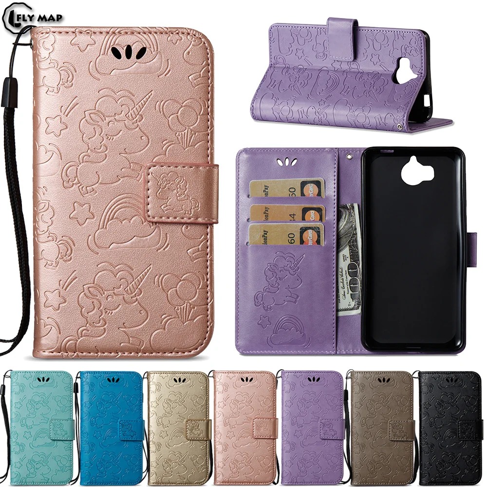 Unicorn Flip Cover For Huawei Y6 2017 Y6III Nova Young Case Wallet Phone Shell Coque Y5 2017 MYA-L11 MYA-L41 MYA L11 L41 6 Y Bag