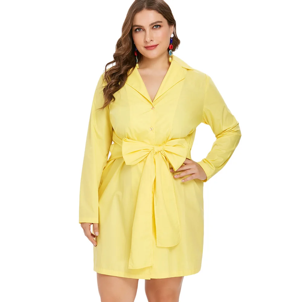 large sized women s dress with solid color bow and high waist stitching and long sleeves large sized women s dress with solid color bow and high waist stitching and long sleeves