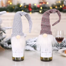 Nordic Santa Claus Wine Bottle Covers Christmas Red Wine Set Festival Dinner Champagne Bottle Topper Hotel Restaurant Decoration