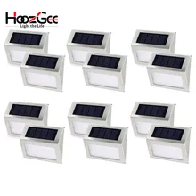 HoozGee солнечный светильник Открытый сад шаговые огни безопасности лестница настенный путь свет с 3 светодиодный бисер лестничная площадка водонепроницаемый