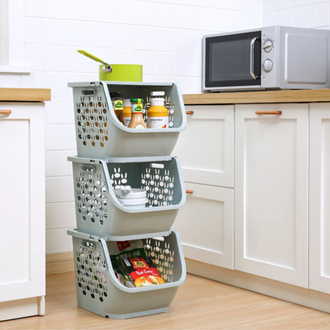 Billig HIPSTEEN Küche Lagerung Korb Kunststoff Multi funktionale Hohl Gemüse Obst Racks mit Abdeckung Lagerung Korb für Organisatoren