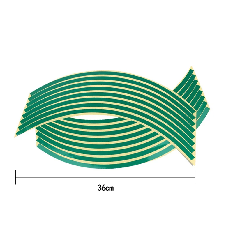 16 шт., светоотражающие наклейки на колеса для мотоцикла, велосипеда, светоотражающие наклейки, лента для обода колеса, наклейка на велосипед, мотоцикл, мото наклейка, s, Стайлинг автомобиля - Цвет: green