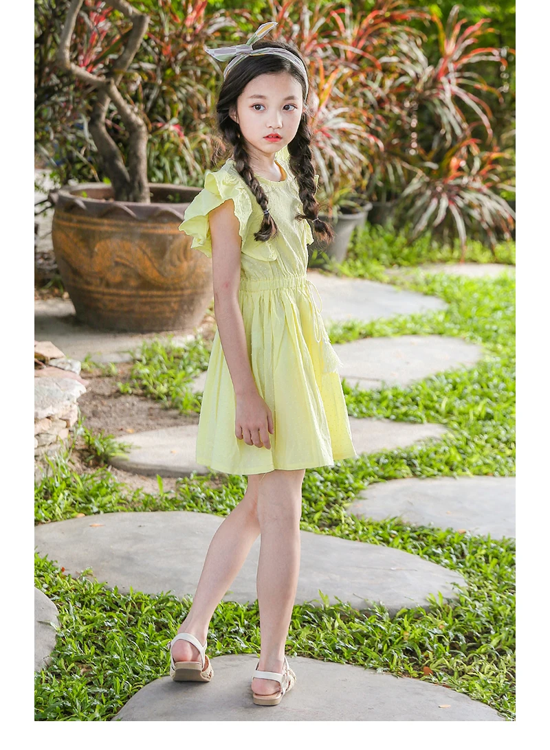 New Summer 2018 Baby Big Girl Dress Children Petal Sleeve Sundress Kids Holiday Party Dresses Clothing Princess Costume For Girls Cotton dress Clothes (19)
