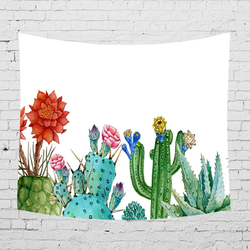 

Tropical Plants Tapestry Flower Wall Hanging Pineapple Wedding Decoration Accessories Cactus Blanket 150cm Polyester Handmade