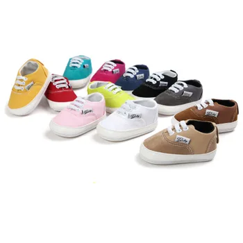 

New design Baby Canvas shoes Lace-up boys Moccasins Bebe Rubber Soled Non-slip Footwear girls Crib Sneakers 0-18M
