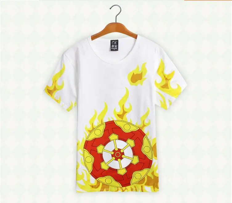 

Mens New Summer Tees Jp Anime Rin-ne Cartoon Tees Short Sleeve Flame Printings White T-Shirt Girls Casual Syle Tees Wholesale