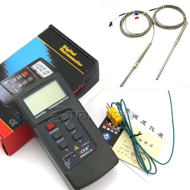 Contact Digital Thermometer DM6801A Thermocouple Probe + 1pcs 50mm and