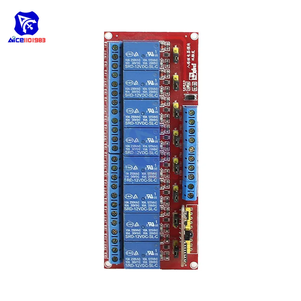 DC 12 V 8-канальный релейный модуль с многофункциональный инфракрасный пульт дистанционного Управление двунаправленный для автомобиля