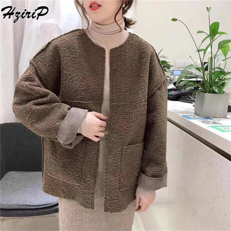 

HziriP Women Jacket 2018 Autumn Winter New Solid Sweatshirt Open Stitch Coat Women Loose Casual Fashion Lady Cardigan Short Coat