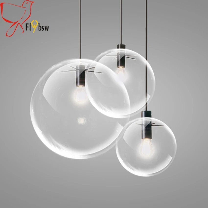 Modern brief Glass Ball pendant Lamp,dia 15/20/25/30cm clear glass