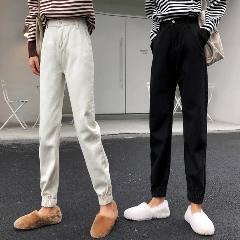 

womens jeans femme 2019 nouveau Spring autumn jean Slim High waist black Straight pants women nine ladies jeans Korean Wild tide